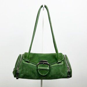 Cole Haan Green Alexa Suede Leather Fall Autumn East West Barrel Shoulder Bag